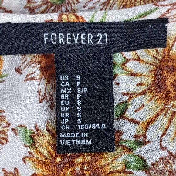 Forever 21 Sunflower Floral Mini Slip Dress Chiffon Style Size Small - Picture 10 of 11